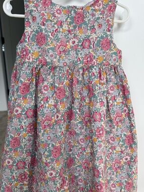 Girls Pink Floral Sleeveless Cotton Dress